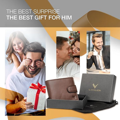 Soft Leather Wallet for Men - Mens Wallet Bifold with Zipper Coin Pocket - Holds Bills, Credit Cards, Coins - Carteras para Hombres Piel - Billeteras de Hombres Cuero Original - RFID Blocking.