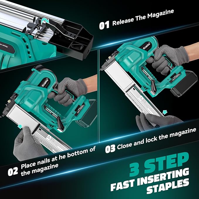 Ecarke 2" Brad Nailer Cordless Stapler Compatible with Makita 18V (No Battery), 2 in 1 Electric Nail Gun/Staple Gun with 18GA Nails/Staples, Battery Power Nail Gun for Trim Wood Crafting Carpentry DIY