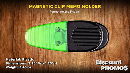 10 Magnetic Memo Holders Set - Large Clip, Plastic - TGreen