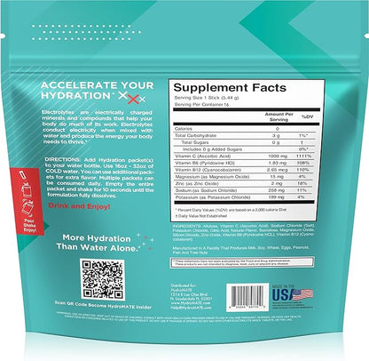 Electrolyte Powder Sugar-Free Hydration Packets Tropical Punch HydroMATE 30 Sticks