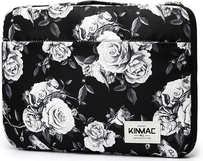 Kinmac 360° Protective Laptop Sleeve Case Bag Cover with Handle for MacBook Air 15 inch, and 15 inch-15.6 inch HP,Lenovo,Dell,ASUS,Acer Notebook Computer (White Rose)