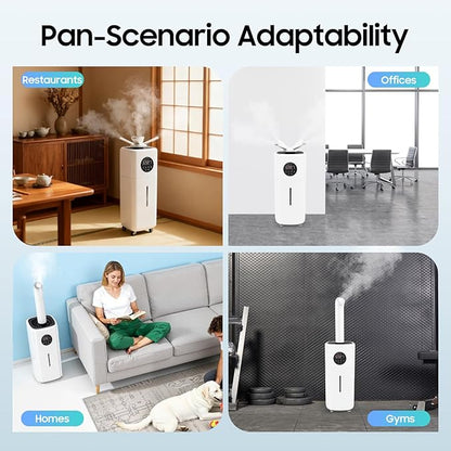 5.5Gal/21L Large Humidifiers, Quiet Whole House Humidifier for 3000 sq.ft, Cool Mist Top Fill Humidifier with 3 Mist Levels, Extension Tube, 2000ML/H Dual 360° Nozzles, Wheels & Remote Control