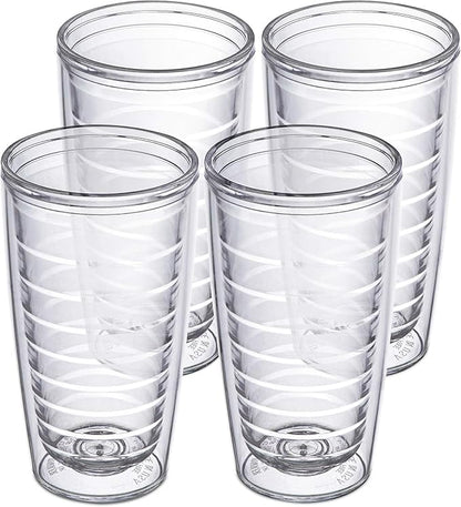 Homestead Choice 16oz Insulated Tumblers Plastic Keeps Drinks Cold & Hot, 4pack Double Walled Clear Insulated Drinking Glasses Cup, BPA-Free, Reusable, Camping, Travel, Kitchen, Party