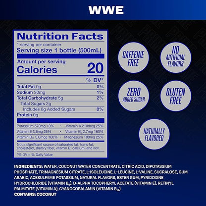 PRIME Hydration, WWE Sports Drinks, Electrolyte Enhanced for Replenishing Fluids, 250mg BCAAs, B Vitamins, Antioxidants, Low Sugar, 16.9 Fl Oz, 12 Pack