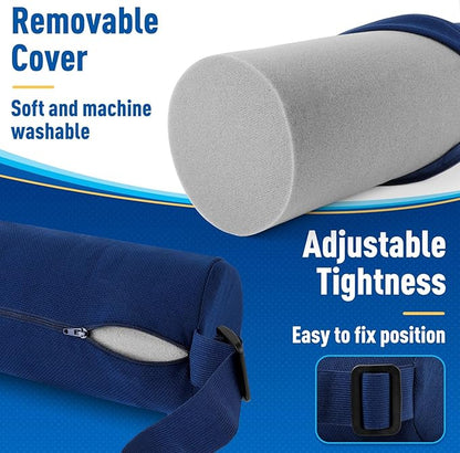 Lumbar Roll Support Pillow for Office Chair, Car, Gaming Chair, Memory Foam Back Cushion with Washable Cover for Relieving Back Pain & Improving Posture,Blue