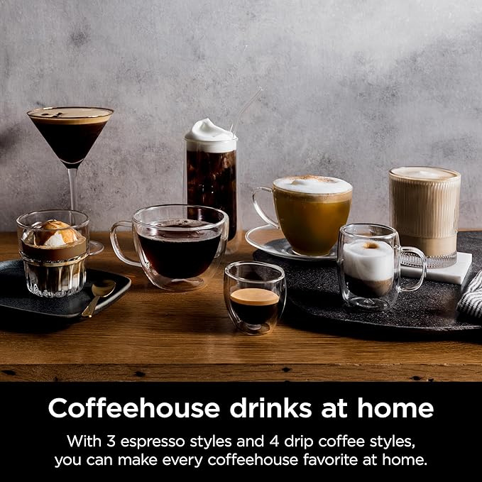 Ninja Luxe Café 3-in-1 Espresso, Drip Coffee and Cold Brew Machine | Intergrated Coffee Grinder, Milk Frother, Assisted Tamper & Built-In Espresso Accessory Storage | Stainless Steel | ES601