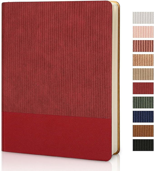 Lined Journal Notebook for Work College Ruled Note Book 7.2"x9.6" B5 PU Leather Daily Journaling 160 Pages for Women Men Writing Home School Supplies Business (Red)