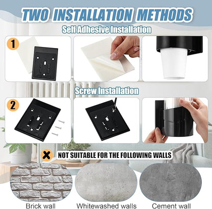 Baderke 2 Pieces Cup Dispenser Pull Type Automatic Remover Fit 7 oz to 12 oz Plastic Water Machine Cup Holder Wall Mount Bathroom Home Office Hospital (Stylish)
