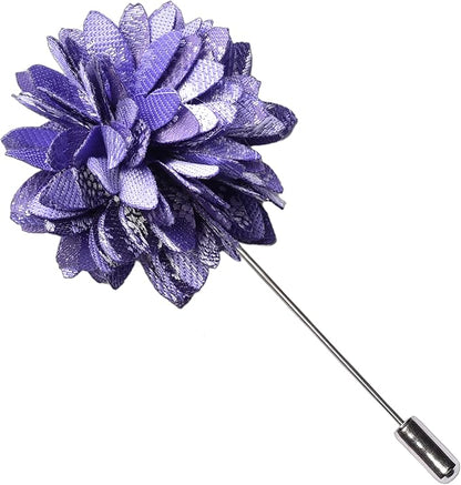 GUSLESON 3.15"（8cm） Mens Floral Tie and Lapel Pin Necktie Hankerchief Cufflinks Set for Men