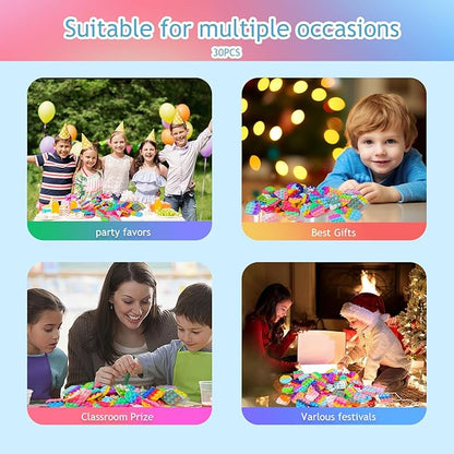 30PCS Party Favors for Kids,Bulk Fidget Toys, Birthday Party Toys, Small Classroom Prizes Box Fidgets Toys for Kids Toddlers Adult, Goodie Bag Stuffers, Treasure Chest, Bubbles Poppers (Square)