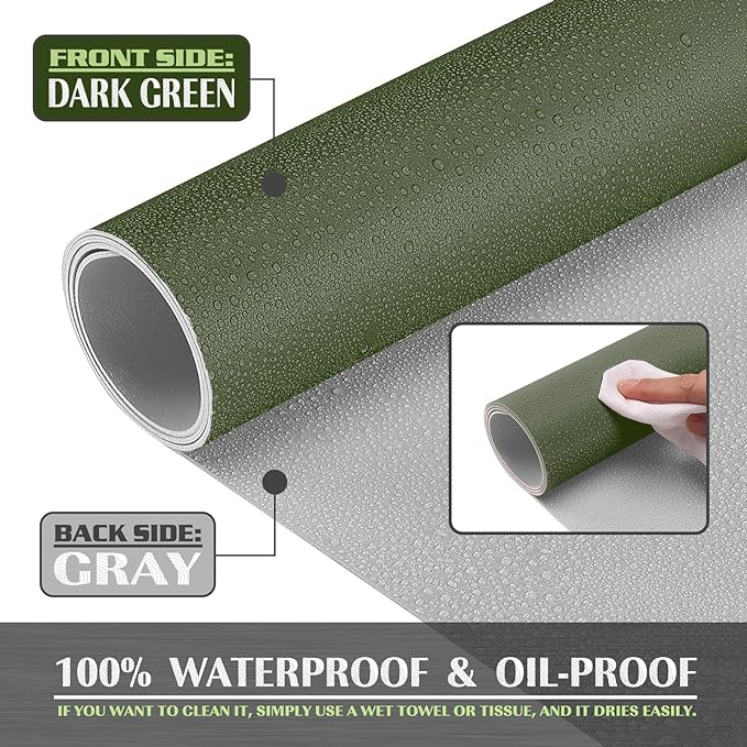 K KNODEL PU Leather Desk Mat – Large Mouse & Keyboard Pad, Dual-Sided Desk Protector, 35.4×17" (Dark Green)