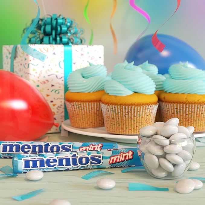 Mentos Chewy Mint Candy Roll, Mint, Non Melting, Party, 14 Count (Pack of 15) - Packaging May Vary