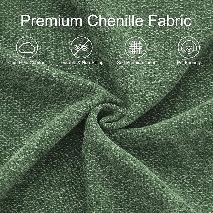 TEKAMON 100" Modular Sectional Sofa with Seats Storage, U Shaped Couch with Movable Ottomans, Chenille Fabric Couch for Living Room, USB Port, Removable Cover(Green, 3 Seater & 2 Ottomans- U Shape)