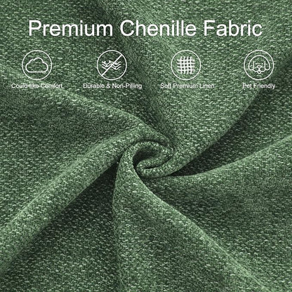 TEKAMON 73" Modular Sofa Couch with Seat Storage, Comfy 2-Seater Chenille Fabric Loveseat Sofa for Living Room, Office, Apartment W/Deep Seat, Wide Armrest, USB Charing Removable Cover(Green)