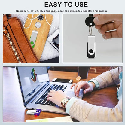 KOOTION 5 Pack 32GB USB 3.0 Flash Drives Swivel USB Stick Thumb Drives with High-Speed Transfer(Colors: Black, Blue, Green, Purple, Red)