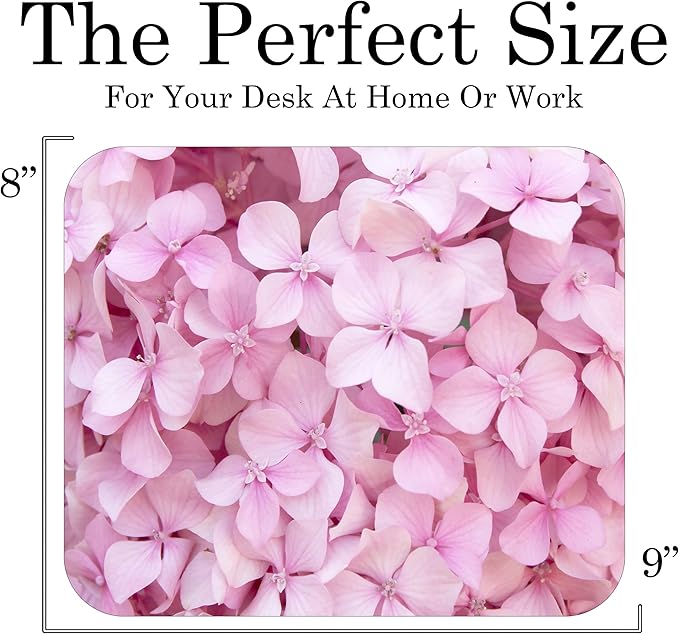 Floral Pattern Flower Mouse Pad Mat Mousepad for Desk Computer Laptop PC Gaming Home or Office Gift for Her Flowers (Pink Hydrangea MP103)