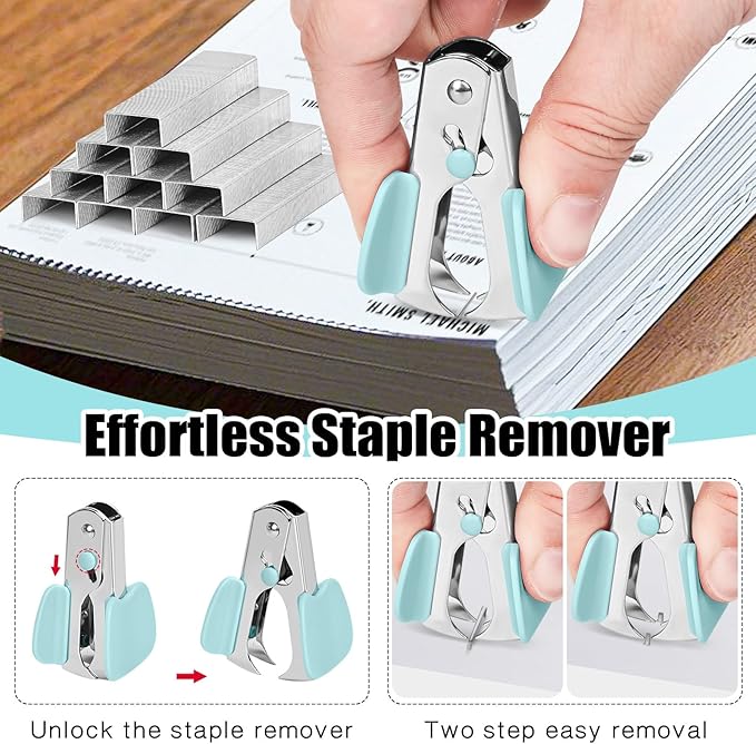Stapler 25 Sheet Capacity with 1000 Staples and Staple Remover - Staplers for Desk, Non-Slip Office Stapler with Staples, Blue