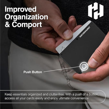 Hayvenhurst Wallet For Men - Reinvented Design Men's Wallet - Slim, Minimalistic & Seamless, Blocks RFID Scanners with a Cash Strap (Black)