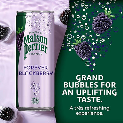 Maison Perrier Forever Blackberry Flavored Sparkling Water, 11.15 Fl Oz Cans, 8 Count, 3 Pack