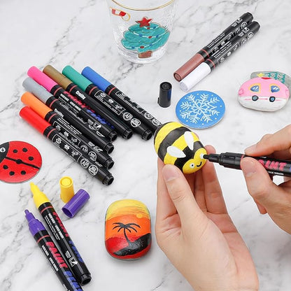 Yellow Paint Pens Paint Markers - 8 Pack Permanent Quick Dry Waterproof Marker Pens for Rocks Wood Fabric Plastic Canvas Glass Mugs Metal Tire Stone