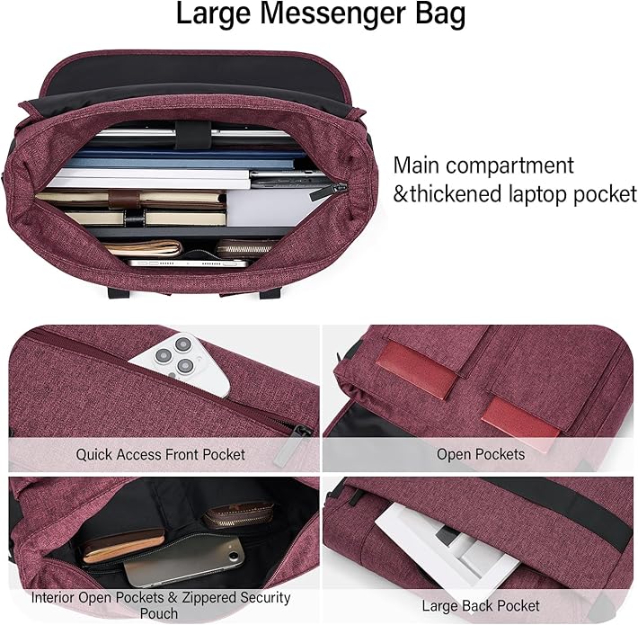 Hanke Durable Messenger Bag for Men with 15.6 Laptop Case, Business Cross Body Bag Briefcase for Women,School Work Tote Bag