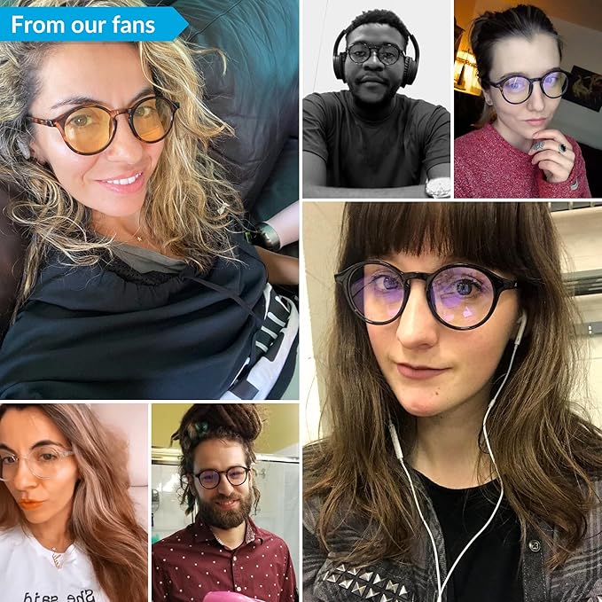 J+S Vision Blue Light Blocking Glasses for Men Women | Computer Gaming Work| Anti Strain Fatigue UV Glare | Medium-Small Fit