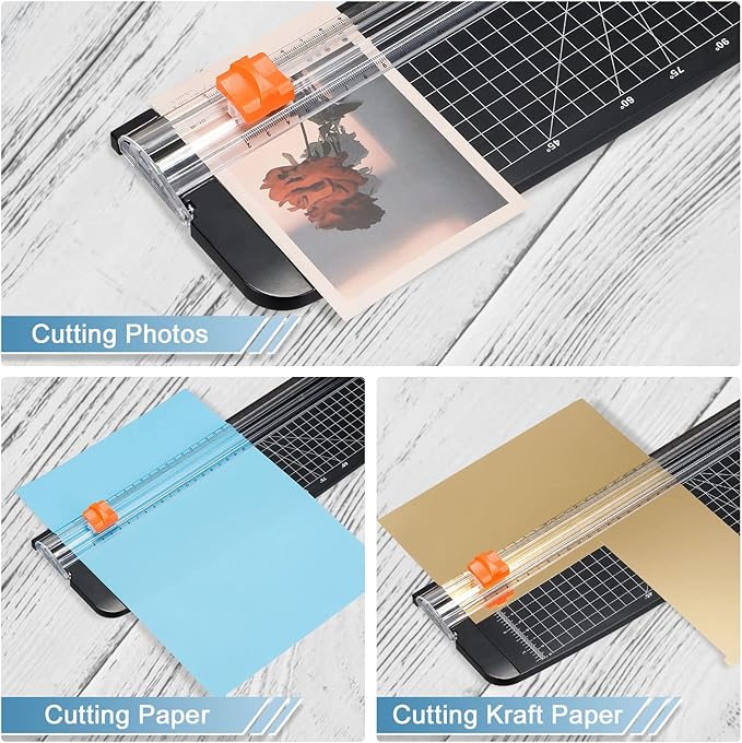 PATIKIL Paper Cutter A3 Stack Portable Paper Trimmer, 18" Length, 10-Sheet Capacity, Transparent Guide Ruler, Photo Vinyl Paper Cardstock Slicer Cutter for Office, Home