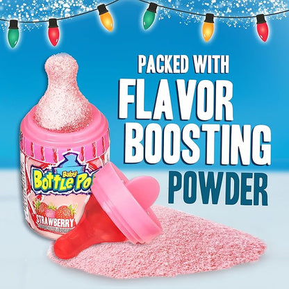 Baby Bottle Pop Christmas Candy Variety Pack - 10 Ct Bulk Lollipops with Dipping Powder - Full Size, Individually Wrapped Hard Candy, Stocking Stuffers, Gifts, Party Favors for Kids
