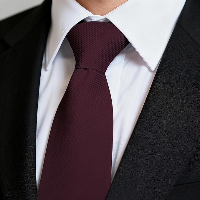 Fineknot Black Ties for Men, Formal Neckties for Men, Solid Color Mens Ties for Business, Wedding, Party, Mens Neck Tie