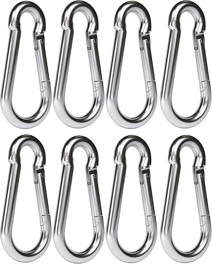 dimok Heavy Duty Carabiner Clips Stainless Galvanized Carbon Steel Spring Snap Hook Set for Camping Swing Boating Hammock Hiking 3 1/2 Inch
