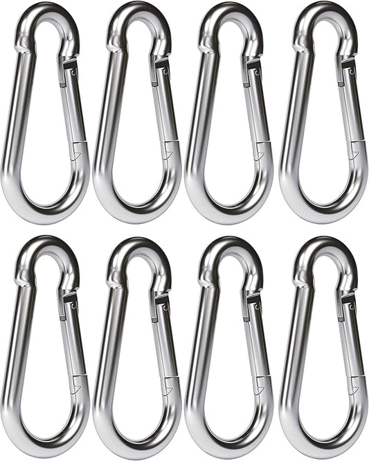 dimok Heavy Duty Carabiner Clips Stainless Galvanized Carbon Steel Spring Snap Hook Set for Camping Swing Boating Hammock Hiking 3 1/2 Inch