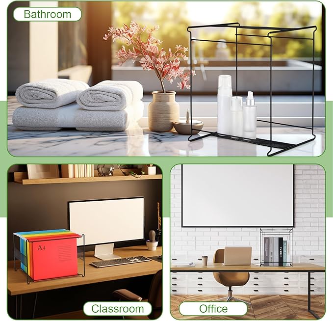 Moxweyeni 4 Pack Mesh Hanging File Folder Organizer, Letter Size File Folder Organizer, Metal Hanging Filing Box Desktop Filing Crate Storage for Home, Office, School, Black
