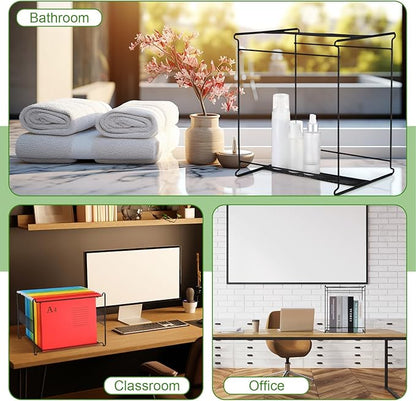 Moxweyeni 4 Pack Mesh Hanging File Folder Organizer, Letter Size File Folder Organizer, Metal Hanging Filing Box Desktop Filing Crate Storage for Home, Office, School, Black