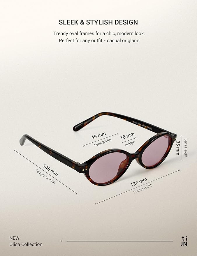 TIJN Olisa Blue Light Blocking Glasses for Women Men,Oval Glasses Frame Bluelight Glasses for Gaming/Computer/Screen