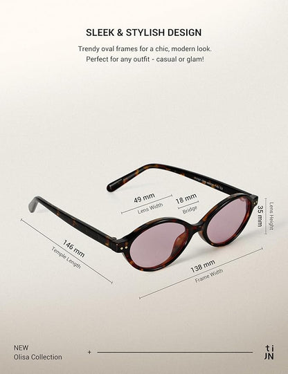 TIJN Olisa Blue Light Blocking Glasses for Women Men,Oval Glasses Frame Bluelight Glasses for Gaming/Computer/Screen