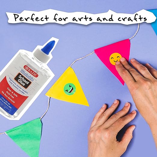 BAZIC Products Washable Clear School Glue 5 Oz. (147 mL), Liquid Clear Glues Adhesive, for Making Slime Art Crafts at School Home Office, 48-Pack