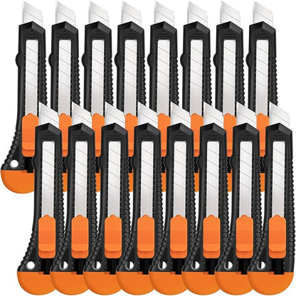 Box Cutter, Utility Knife, 16 Pack Box Cutter Retractable, Box Cutter Knife for Cardboard, Paper, Vinyl, Retractable Utility Knife Heavy Duty, 18mm Wide Snap-Off Blade, Box Cutters