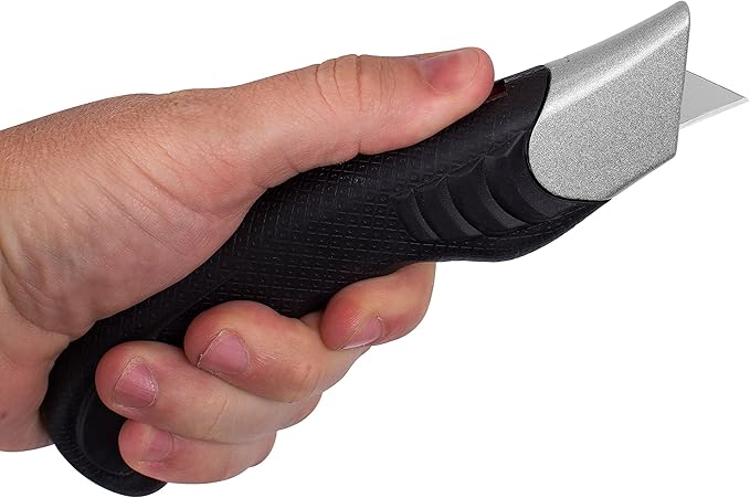 INTERNET'S BEST Ergonomic Utility Knife Set | Retractable Box Cutter with Rubber Handle | For Cutting Cardboard, Carpet & Plastic | Blade Storage in Handle | Includes 2 Razor Knives & 3 Extra Blades