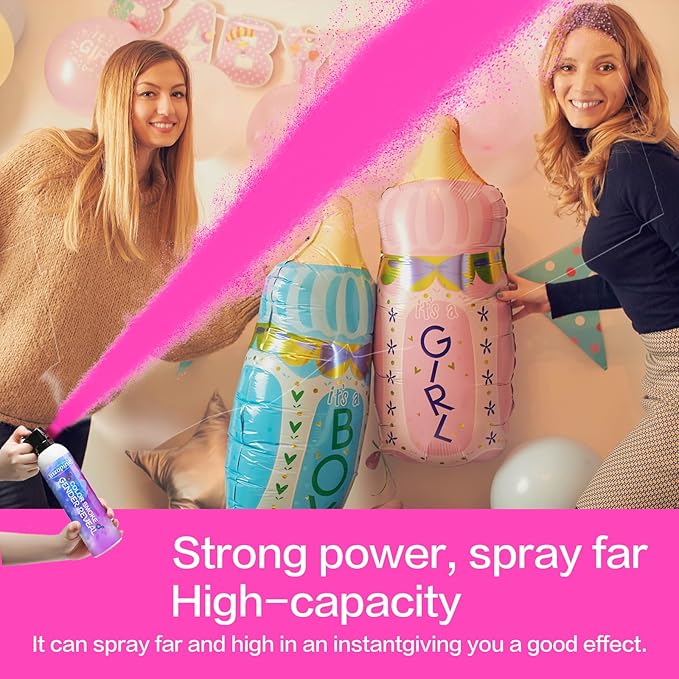 Gender Reveal Fire Extinguisher, Gender Reveal Color Smoke Powder Spray, 4 Pcs Pink Blaster Only for Baby Girl with Pink Smoke Suitable for Gender Reveal Party, 100% Biodegradable Party Supplies