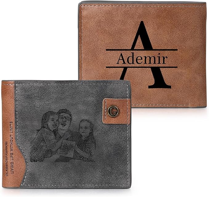 Personalized Wallet for Men – Custom Bifold Wallet with Photo, Text, Name, Calendar, RFID Blocking Slim Wallet, Gift for Husband, Dad, Boyfriend, Father’s Day, Birthday, Valentine’s Day (Black)