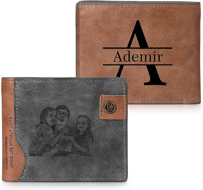 Personalized Wallet for Men – Custom Bifold Wallet with Photo, Text, Name, Calendar, RFID Blocking Slim Wallet, Gift for Husband, Dad, Boyfriend, Father’s Day, Birthday, Valentine’s Day (Black)