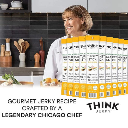 Think Jerky All-Natural Turkey Sticks, Gluten and Sugar Free, No Nitrates, Keto Paleo Friendly High Protein Low Carb Meat Snack - 1.0 oz Sticks, 20 Pack