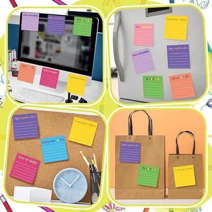 Yinder 24 Pcs Inspirational Sticky Notes Christmas Stocking Stuffers Motivational Sticky Notes Pad Employee Appreciation Gift Bulk for Teacher Nurse Coworker Office 3 x 3'' (Appreciation,Spanish)