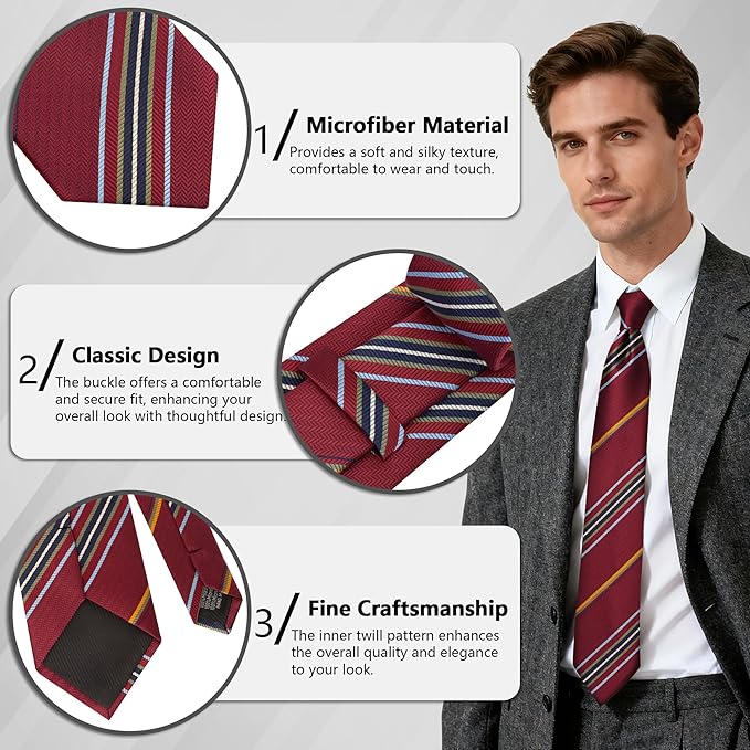 Fineknot Ties for Men, Jacquard Neck Ties, Mens Plaid Paisley Striped Tie, Classic Floral Mens Ties for Wedding Business