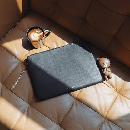 Comfyable Slim Protective Laptop Sleeve 15 Inch 14 Inch, PU Leather Bag Compatible with 15" MacBook Air (Snug Fit) M4 2025 & 14" MacBook Pro M4 (Loose Fit), Computer Case for Mac, Black