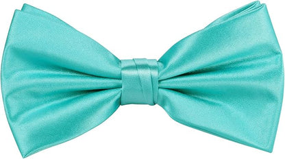 TIE G 5pcs Tie Set in WHITE OR BLACK GIFT BOX: Solid Color Necktie, Satin Bow Tie, Pocket Square, Lapel, Cuff Links