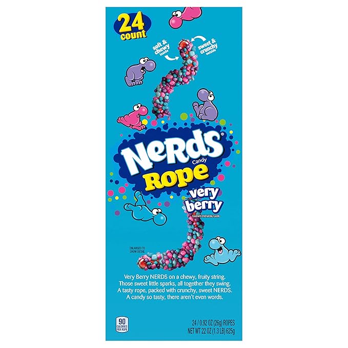 Nerds Rope Candy, Very Berry, 0.92 Ounce Ropes (Pack of 48)
