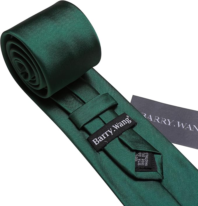 Barry.Wang Tie Sets for Men Silk Solid Necktie Stain Ties Handkerchief Pocket Square Cufflinks Wedding Business Dyed