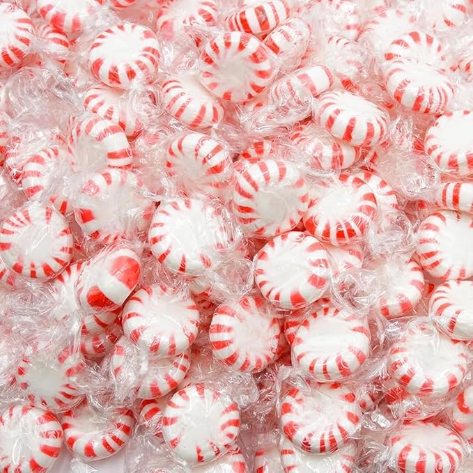 Holiday American Old Fashioned Peppermint Starlights Mints Hard Candy Discs Individually Wrapped Bulk 3 Lb's 200+ pcs (48-Oz)
