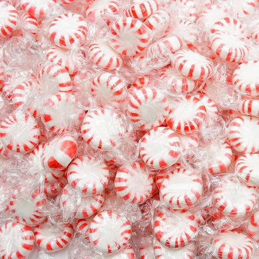 Holiday American Old Fashioned Peppermint Starlights Mints Hard Candy Discs Individually Wrapped Bulk 3 Lb's 200+ pcs (48-Oz)